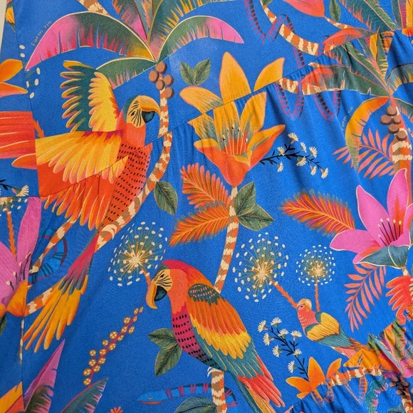 FLAWED (Side Tear) Farm Rio Macaw Party Coverup Small - Picture 11 of 11